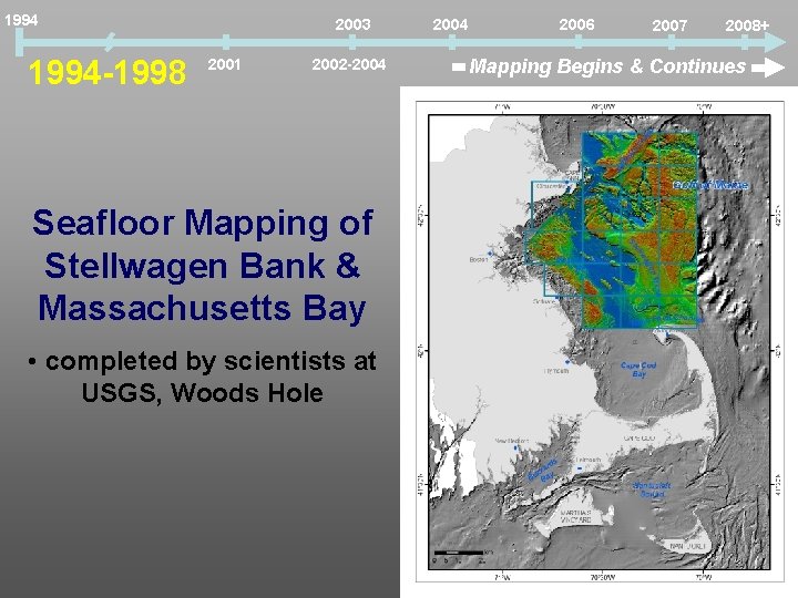 1994 -1998 2003 2001 2002 -2004 Seafloor Mapping of Stellwagen Bank & Massachusetts Bay