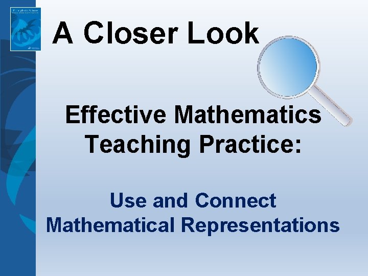 A Closer Look Effective Mathematics Teaching Practice: Use and Connect Mathematical Representations 