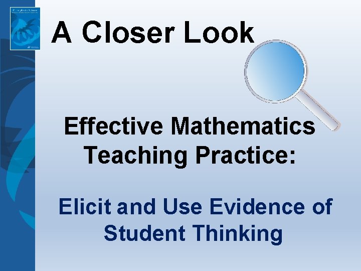 A Closer Look Effective Mathematics Teaching Practice: Elicit and Use Evidence of Student Thinking