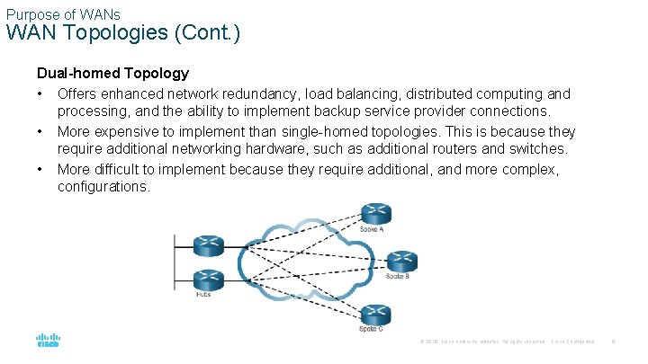 Purpose of WANs WAN Topologies (Cont. ) Dual-homed Topology • Offers enhanced network redundancy,