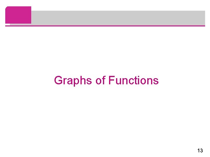 Graphs of Functions 13 