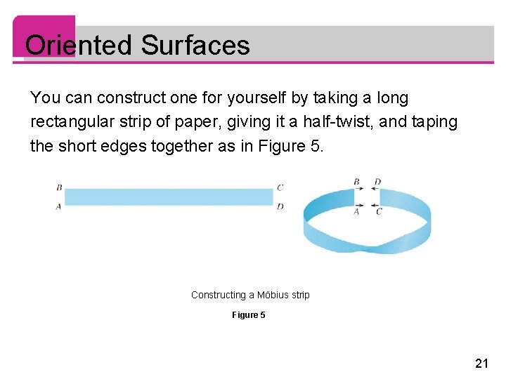 Oriented Surfaces You can construct one for yourself by taking a long rectangular strip Oriented Surfaces You can construct one for yourself by taking a long rectangular strip