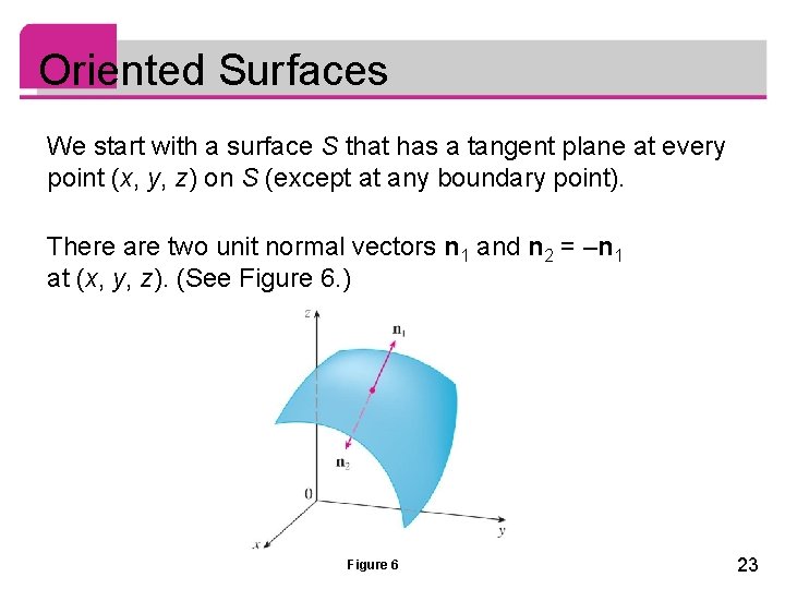 Oriented Surfaces We start with a surface S that has a tangent plane at