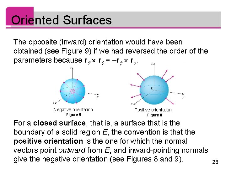 Oriented Surfaces The opposite (inward) orientation would have been obtained (see Figure 9) if