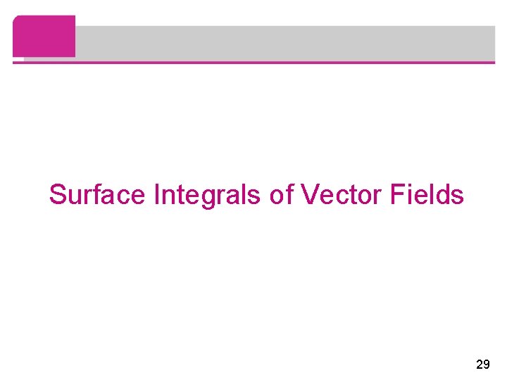 Surface Integrals of Vector Fields 29 