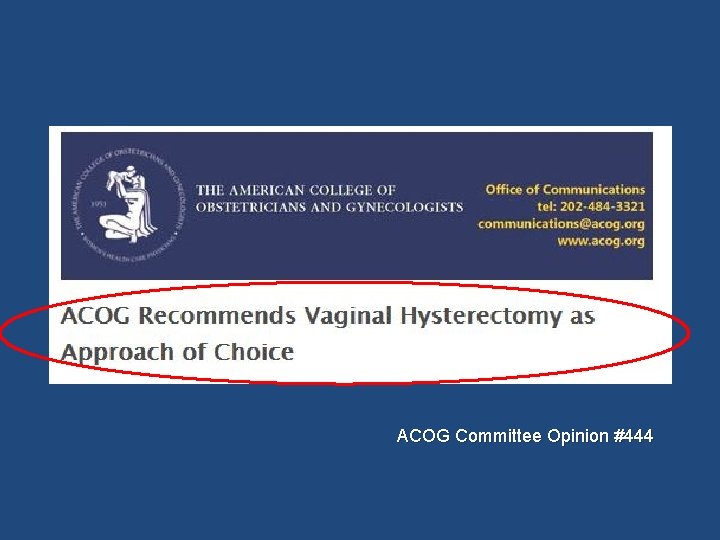 ACOG Committee Opinion #444 