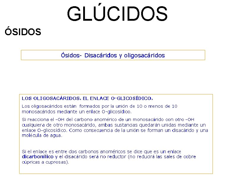 GLÚCIDOS ÓSIDOS 