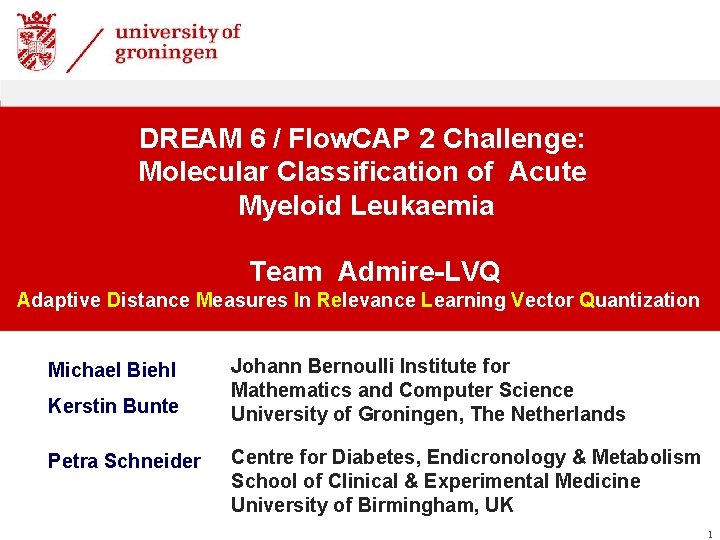 DREAM 6 / Flow. CAP 2 Challenge: Molecular Classification of Acute Myeloid Leukaemia Team
