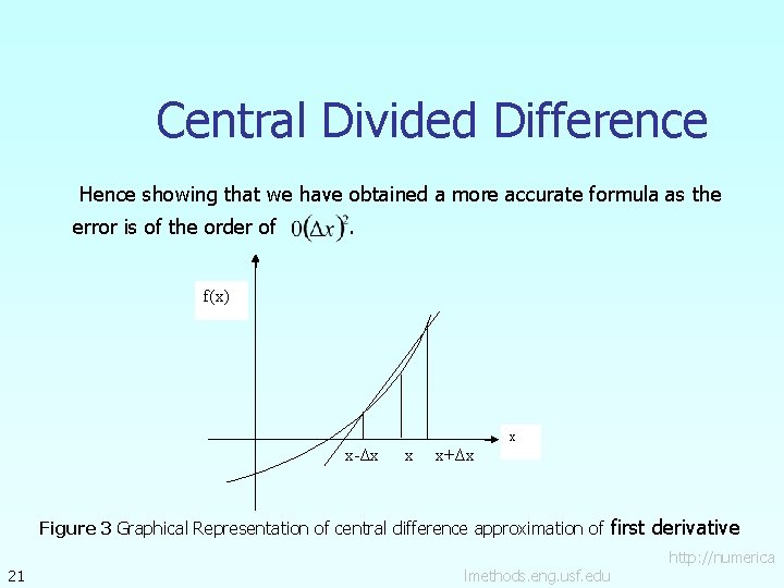 Central Divided Difference Hence showing that we have obtained a more accurate formula as