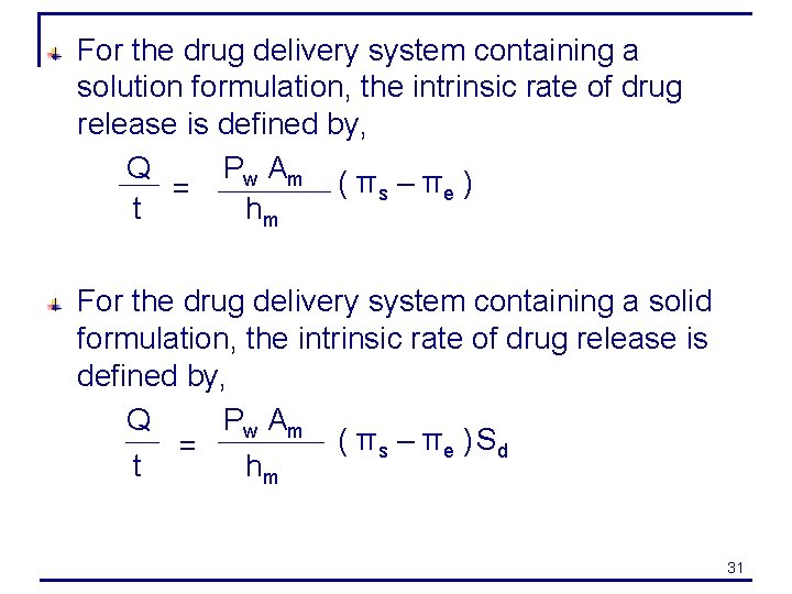 For the drug delivery system containing a solution formulation, the intrinsic rate of drug
