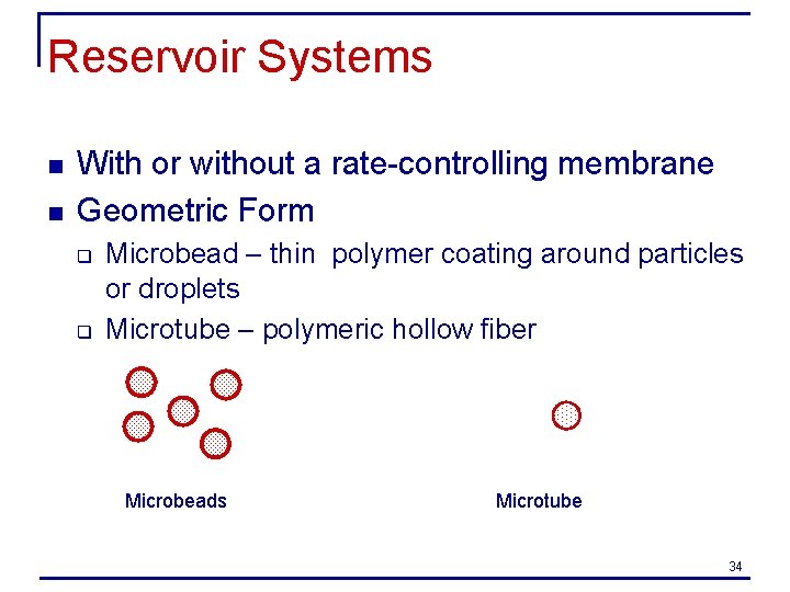Reservoir Systems n n With or without a rate-controlling membrane Geometric Form q q