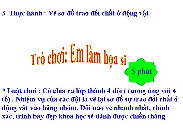 3. Thực hành : Vẽ sơ đồ trao đổi chất ở động vật. 5