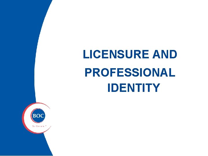 LICENSURE AND PROFESSIONAL IDENTITY 
