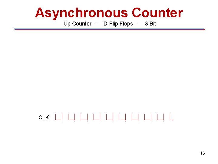 Asynchronous Counter Up Counter – D-Flip Flops – 3 Bit “ 0” “ 1”