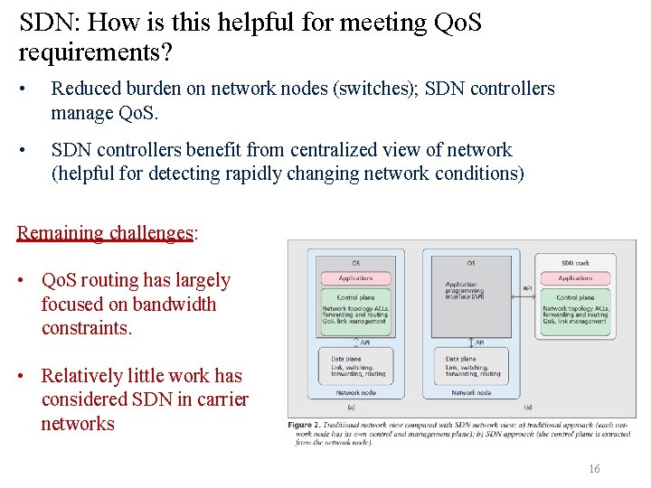 SDN: How is this helpful for meeting Qo. S requirements? • Reduced burden on
