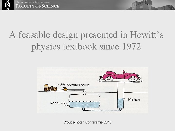A feasable design presented in Hewitt’s physics textbook since 1972 Woudschoten Conferentie 2010 
