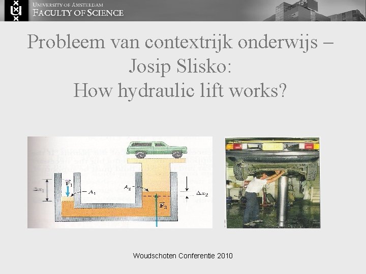 Probleem van contextrijk onderwijs – Josip Slisko: How hydraulic lift works? Woudschoten Conferentie 2010