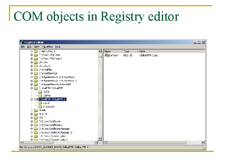 COM objects in Registry editor 