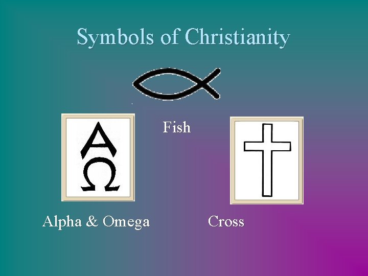 Symbols of Christianity Fish Alpha & Omega Cross 
