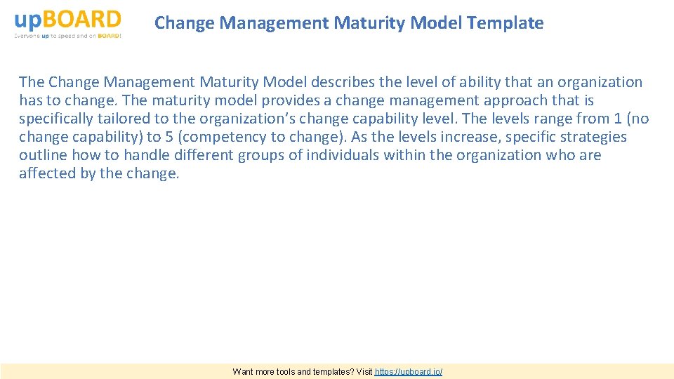 Change Management Maturity Model Template The Change Management Maturity Model describes the level of