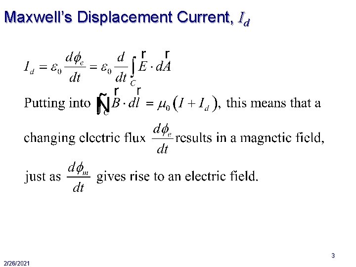 Maxwell’s Displacement Current, Id 3 2/26/2021 