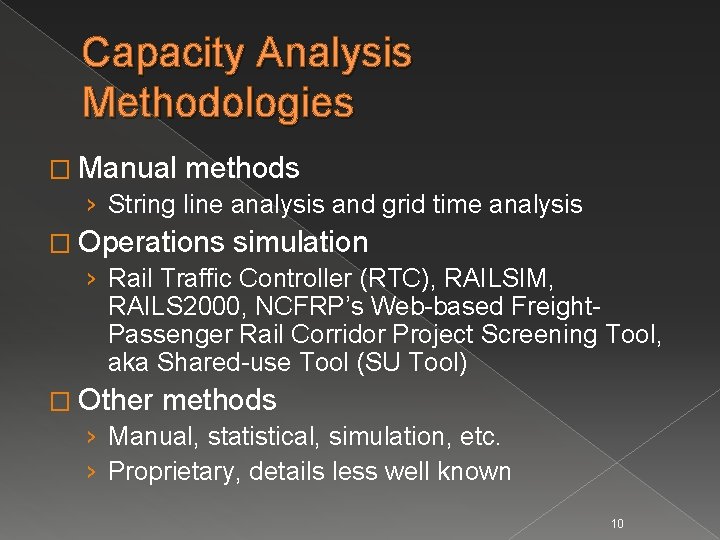 CAPACITY MODELING GUIDEBOOK FOR SHAREDUSE PASSENGER AND FREIGHT