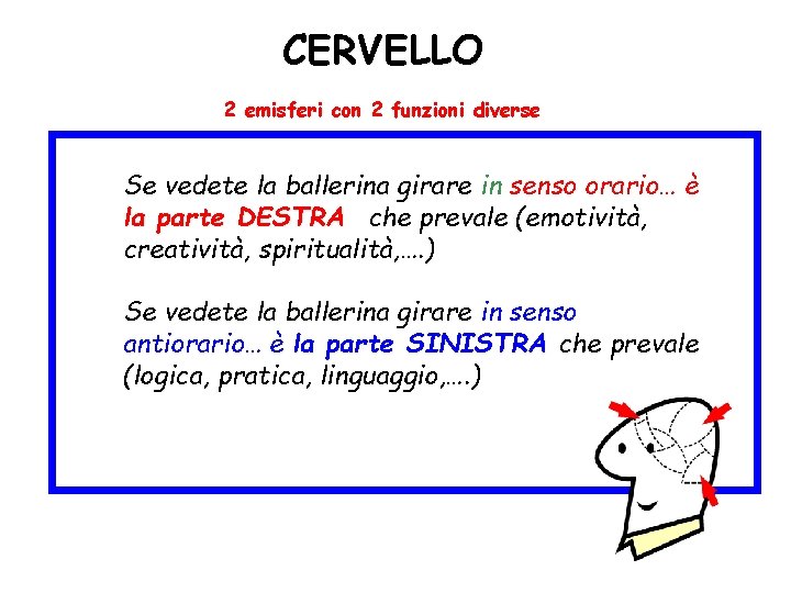 CERVELLO 2 emisferi con 2 funzioni diverse Se vedete la ballerina girare in senso