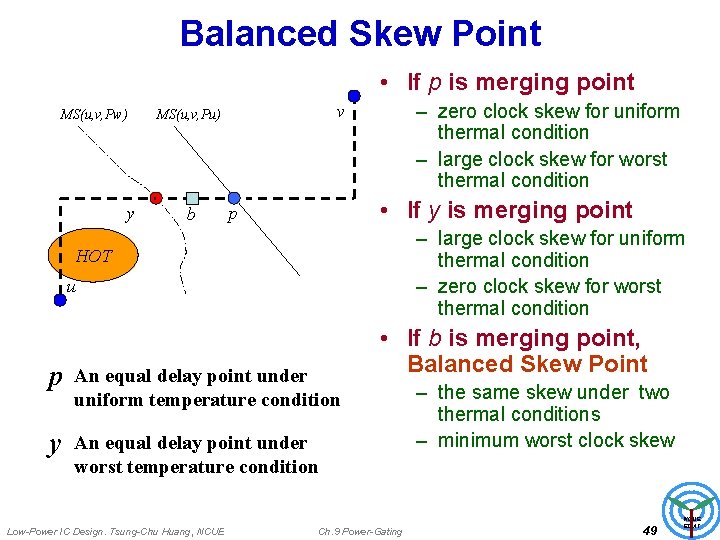 Balanced Skew Point • If p is merging point MS(u, v, Pw) y b