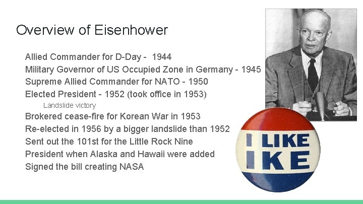 Overview of Eisenhower Allied Commander for D-Day - 1944 Military Governor of US Occupied