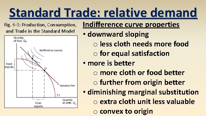 Standard Trade: relative demand Fig. 6 -3: Production, Consumption, and Trade in the Standard
