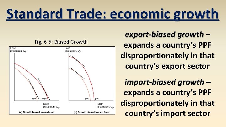 Standard Trade: economic growth Fig. 6 -6: Biased Growth export-biased growth – expands a