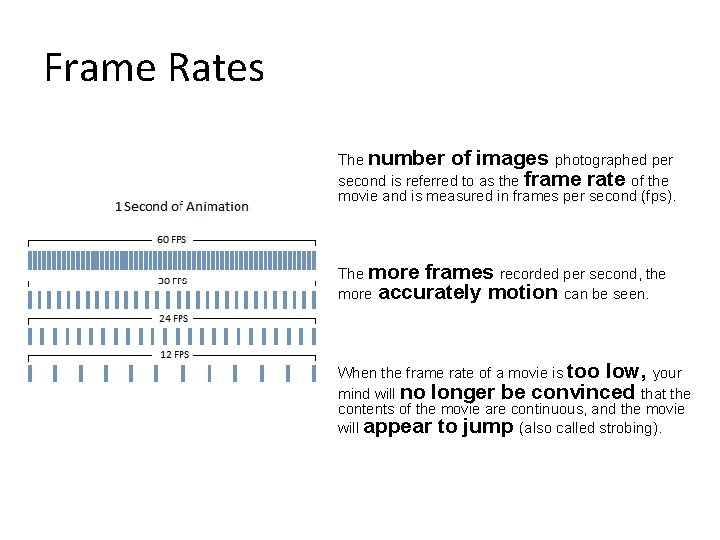 Frame Rates The number of images photographed per second is referred to as the