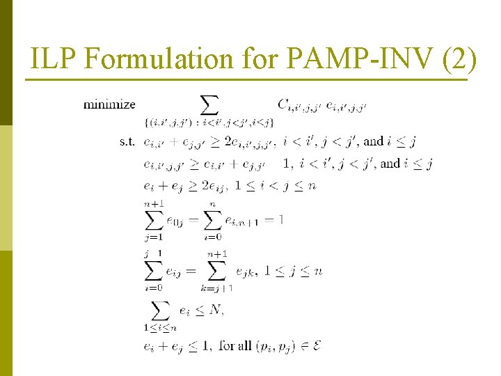 ILP Formulation for PAMP-INV (2) 