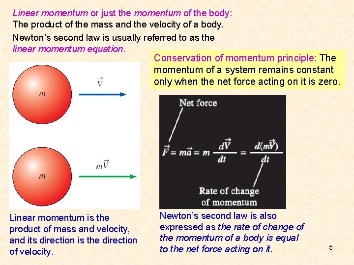 Linear momentum or just the momentum of the body: The product of the mass