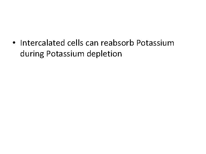  • Intercalated cells can reabsorb Potassium during Potassium depletion 