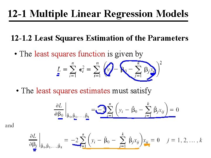 12 -1 Multiple Linear Regression Models 12 -1. 2 Least Squares Estimation of the