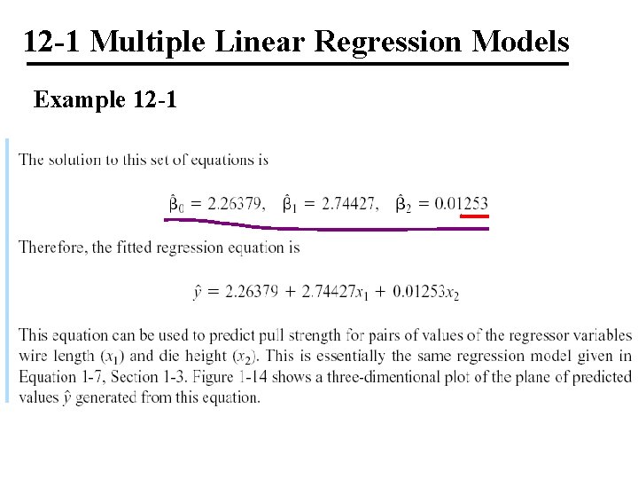 12 -1 Multiple Linear Regression Models Example 12 -1 