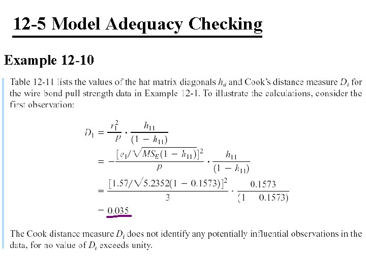 12 -5 Model Adequacy Checking Example 12 -10 