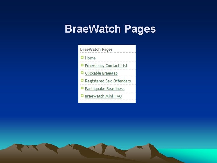 Brae. Watch Pages 