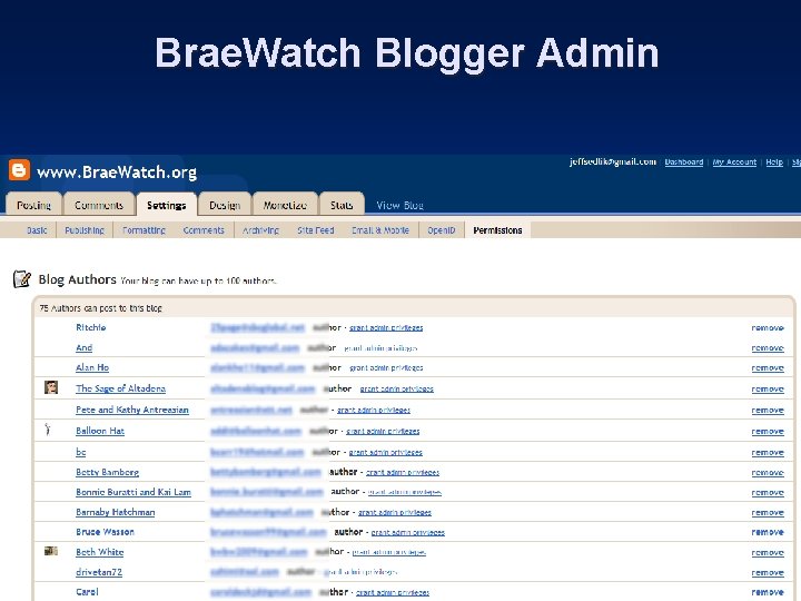 Brae. Watch Blogger Admin 