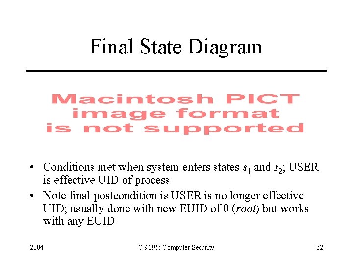 Final State Diagram • Conditions met when system enters states s 1 and s