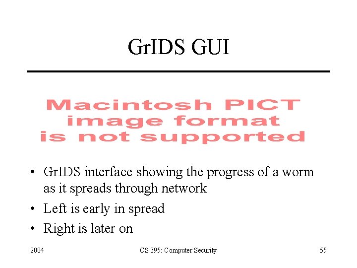 Gr. IDS GUI • Gr. IDS interface showing the progress of a worm as