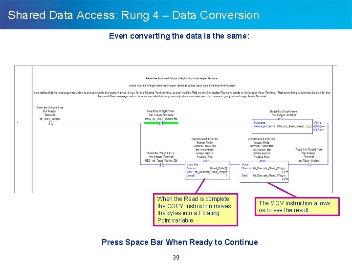 Shared Data Access: Rung 4 – Data Conversion Even converting the data is the