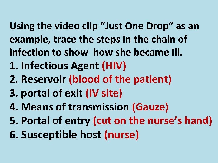 Using the video clip “Just One Drop” as an example, trace the steps in