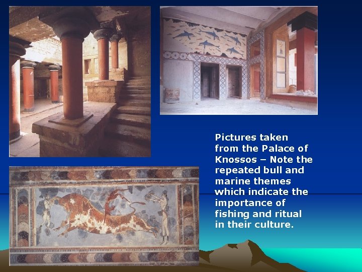 Pictures taken from the Palace of Knossos – Note the repeated bull and marine