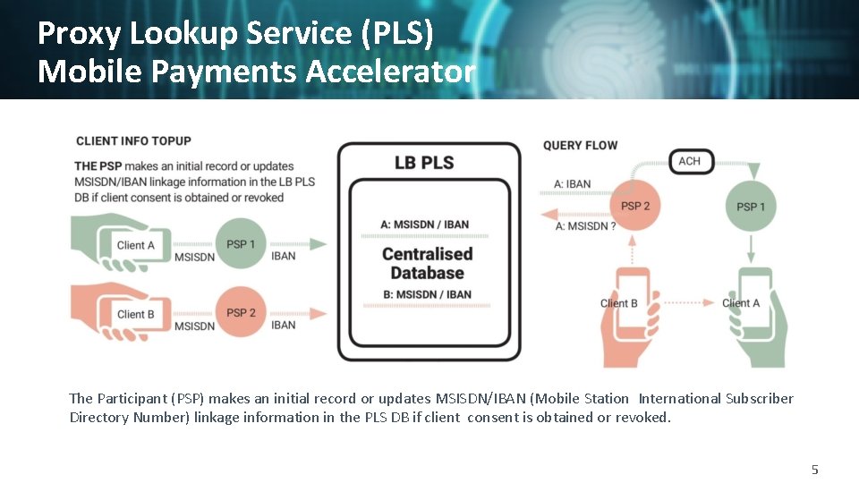 Proxy Lookup Service (PLS) Mobile Payments Accelerator The Participant (PSP) makes an initial record Proxy Lookup Service (PLS) Mobile Payments Accelerator The Participant (PSP) makes an initial record