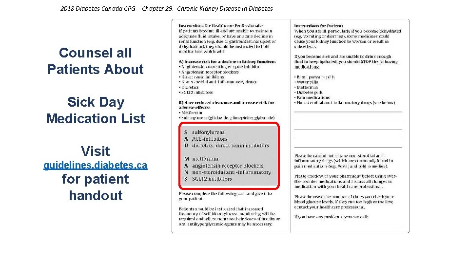 2018 Diabetes Canada CPG – Chapter 29. Chronic Kidney Disease in Diabetes Counsel all