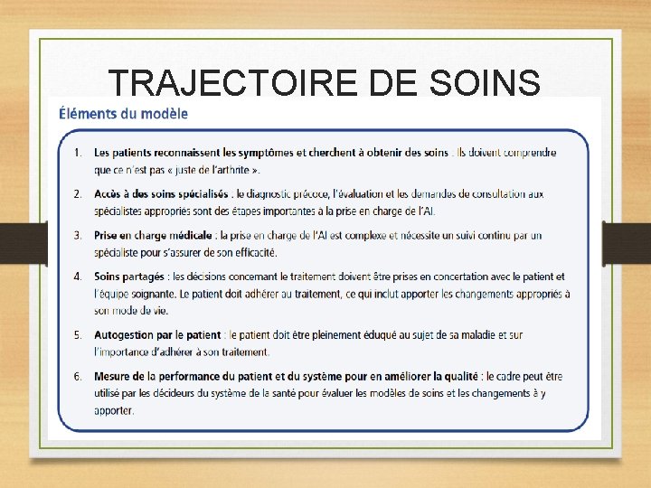 TRAJECTOIRE DE SOINS 