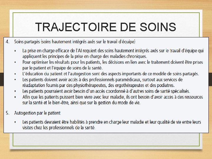 TRAJECTOIRE DE SOINS 