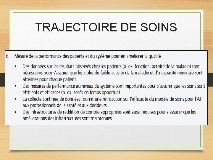 TRAJECTOIRE DE SOINS 